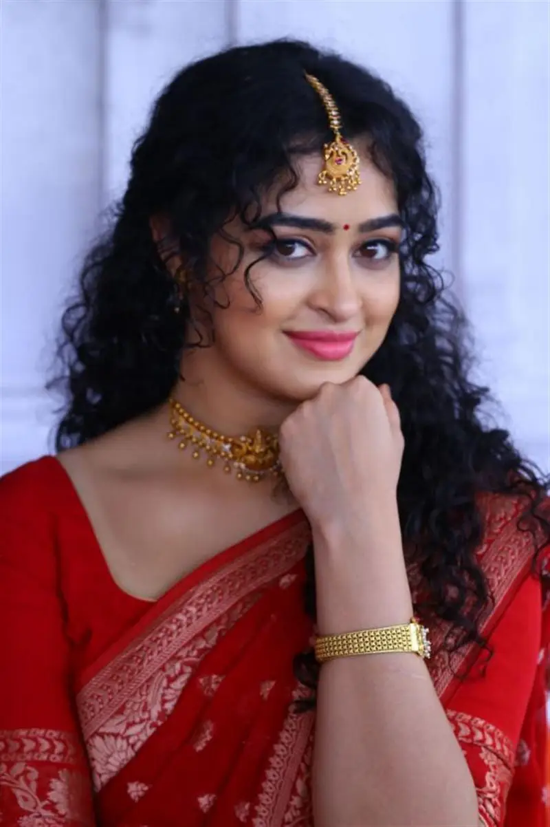 Apsara Rani in Red Saree at New Telugu Movie Opening